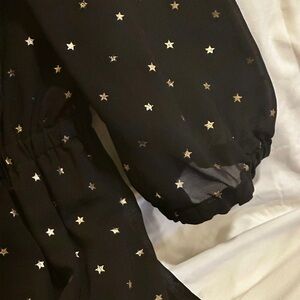 Yumi Black Star-Print Elastic-Waist Dress